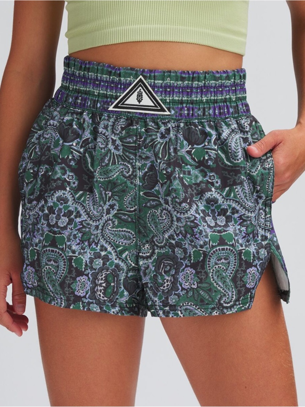 Free People Movement Blue Green Paisley Medium Shorts